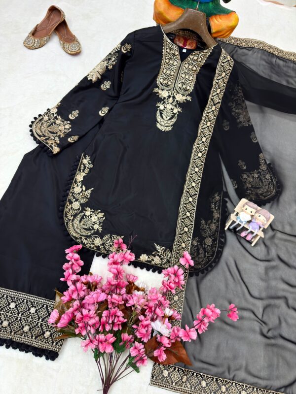 IMG-20260802-WA0030 French Crepe Black and Gold 3pcs Shalwar set