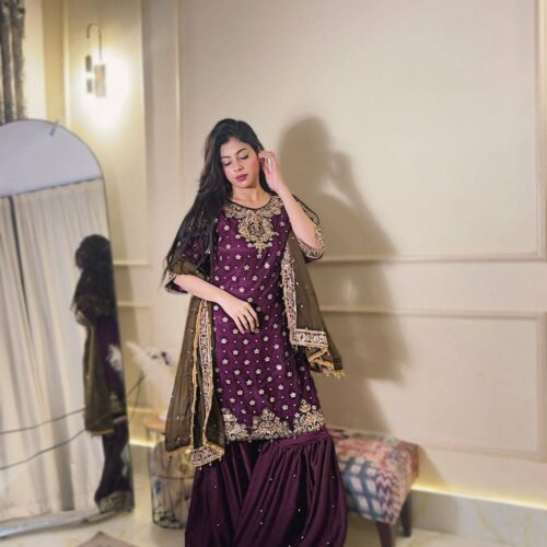 Plum and Olive Embroided 3pcs Collection