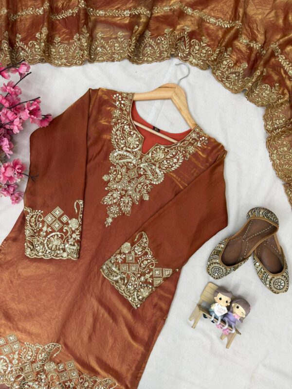 Blush Bronze Ebroided Fendy Silk 3pcs Collection