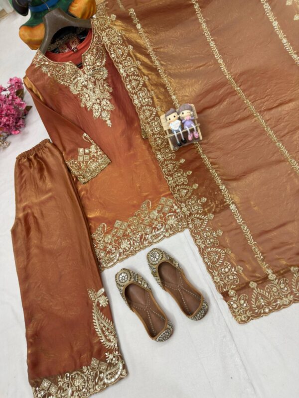 Blush Bronze Ebroided Fendy Silk 3pcs Collection