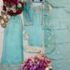 Light Blue Apple Cut Emroided and Sequined 3pcs Collection