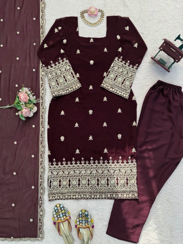 nnnnnnnn Maroon Embroided 3pcs Collection