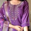 24492 Embroidered A-Line Kurti Set with Dupatta (Colours Available)