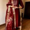 24495 Embroidered A-Line Kurti Set with Dupatta (Colours Available)