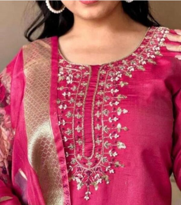 24497 Embroidered A-Line Kurti Set with Dupatta (Colours Available)