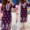 24585 Embroided Cotton Kurti Set with White Dupatta