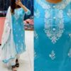 24592 Embroided Cotton Kurti Set with White Dupatta
