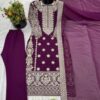 24638 Georgette Embroided and Embellished Purple Set