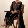 27189 Elegant Black Velvet Kurta Set