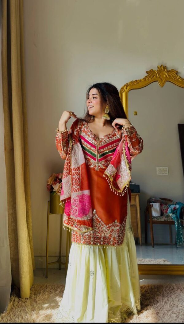 Orange Designer Embroidered Set