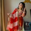 Orange Designer Embroidered Set