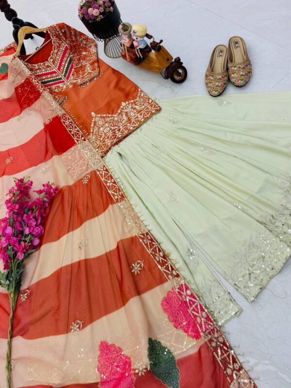 Orange Designer Embroidered Set