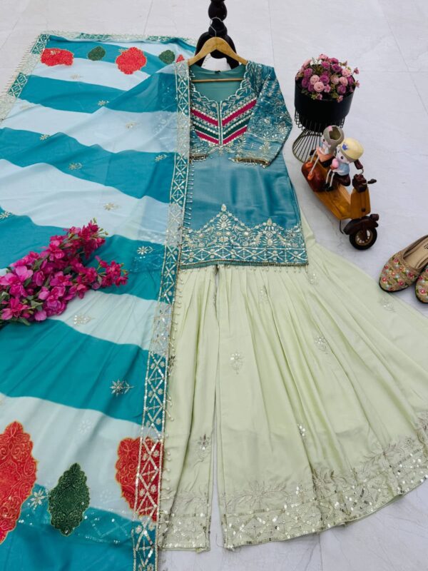 27585 Light Blue Designer Embroidered Set