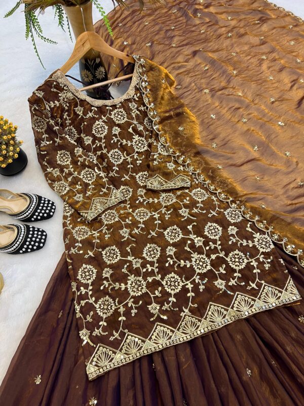 Brown Top Lehenga Set