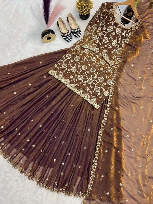 Brown Top Lehenga Set