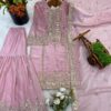 27664 Fendy Silk Heavy Embroidered Sharara Set