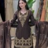 Brown Embroided Sharara